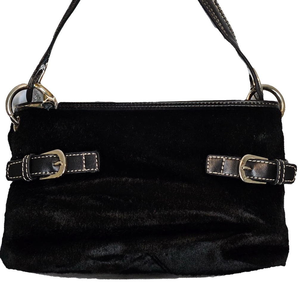 Vintage Tommy Hilfiger Black Faux Fur Mini Shoulder Bag
